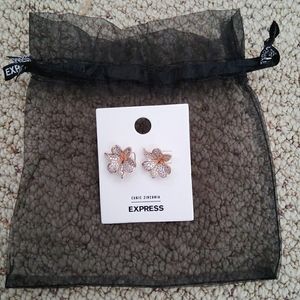 NWT Express Cubic Zirconia Flower Pierced Earrings